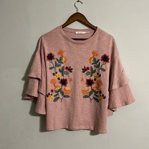 Blu Pepper Embroidered Pink Top
